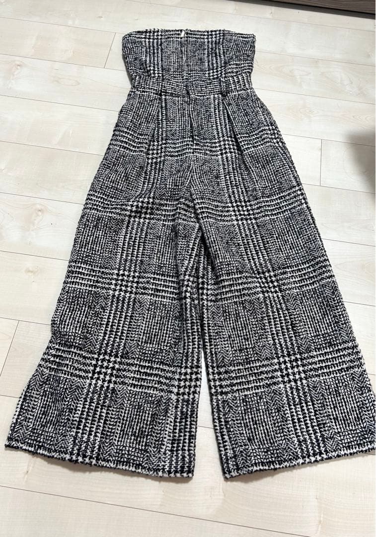 訳あり】anuans アニュアンス ウールチェックツイードオールインワン