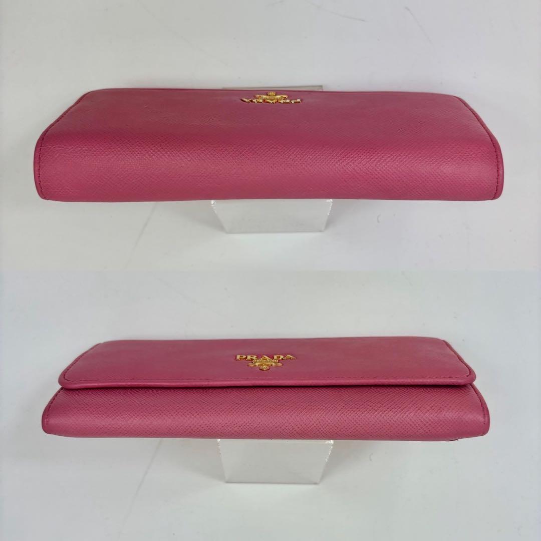 PRADA 長財布 メタルロゴ サフィアーノレザー バイカラー ピンク 水色