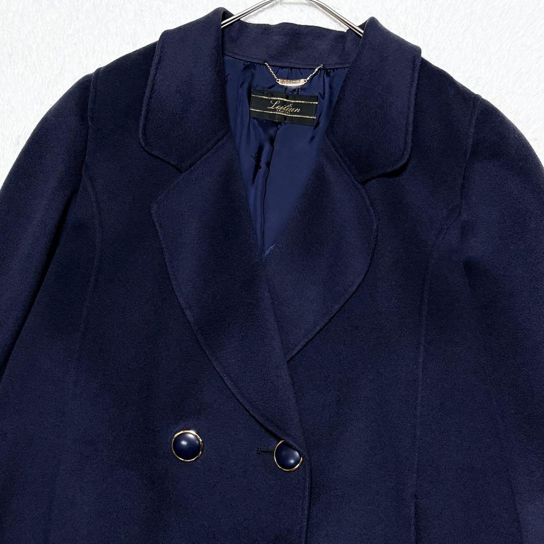 美品】レリアン 大きいサイズ ウール リバー コート 金ボタン 上品