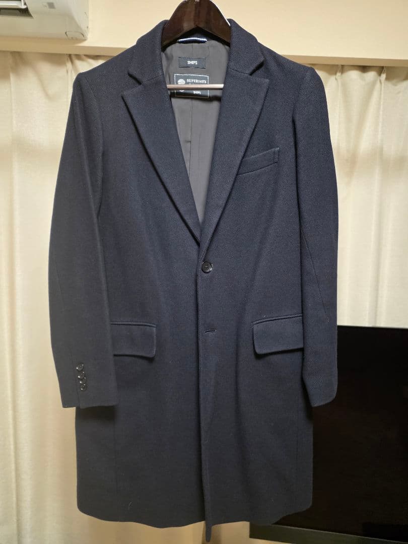 Ships super140's チェスターコート ネイビー M - メルカリ