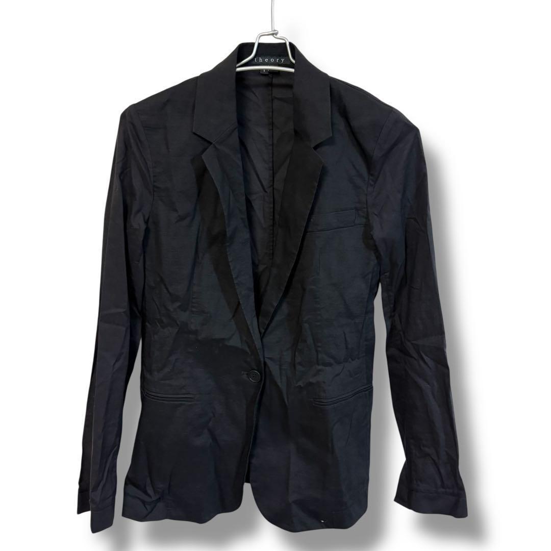 美品】theory セオリー 麻混テーラードジャケット 黒 S〜M - メルカリ