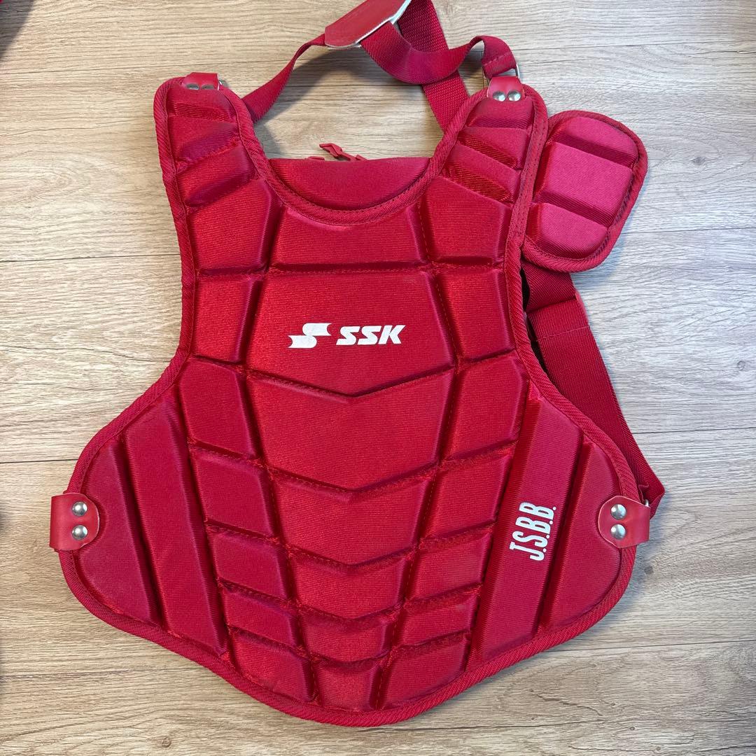 SSKキャッチャー用防具セットマスク(ミズノ)記名ありJSBB レッド少年