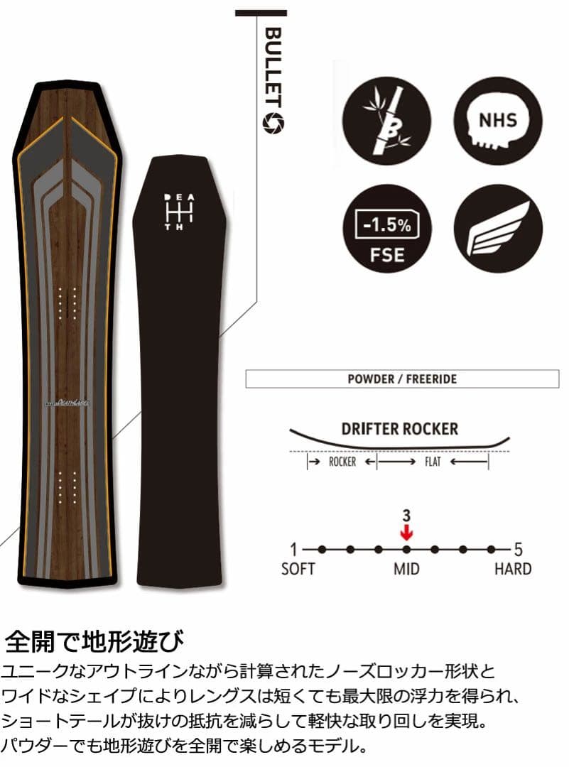 新品 Death Label Bullet スノーボード パウダー デスレーベル - メルカリ