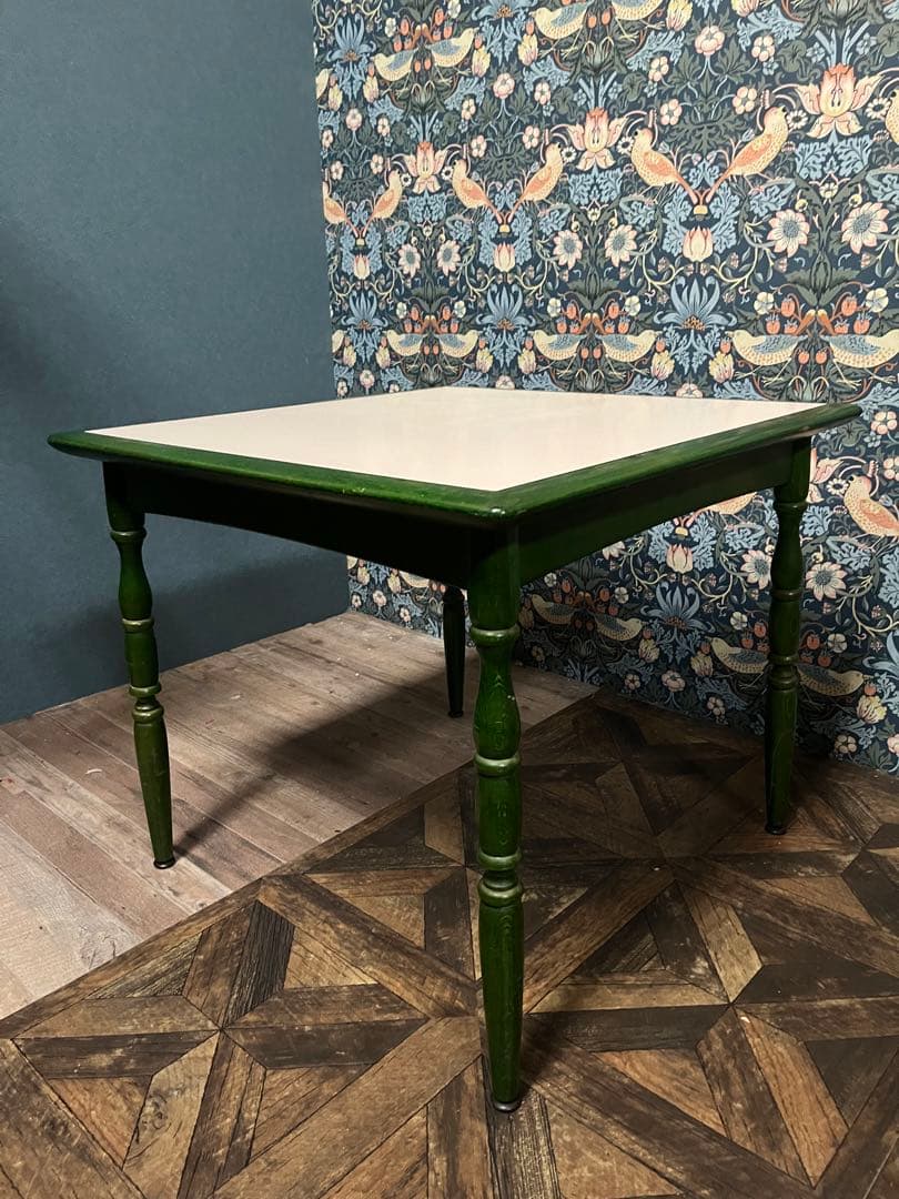 飛騨産業 キツツキ ダイニングテーブル グリーン 昭和レトロ 当時物