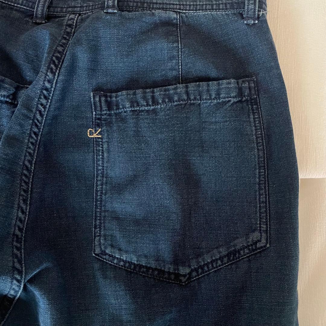 5068【美品】45R ゴマデニムの908ペインター（加工）藍色 ハイウェスト