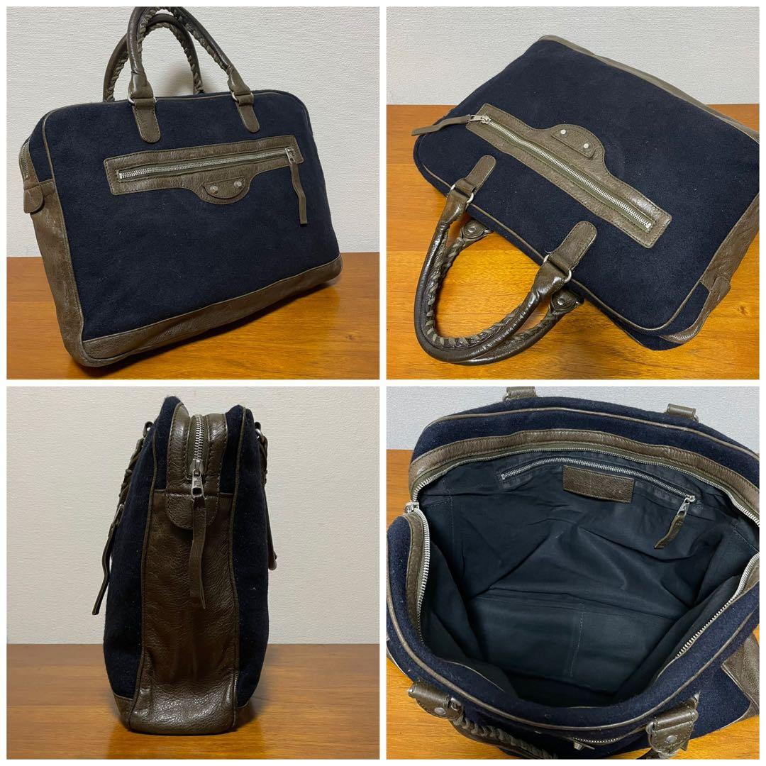 《美品》BALENCIAGA（バレンシアガ）レザー ハンドバッグ ネイビー