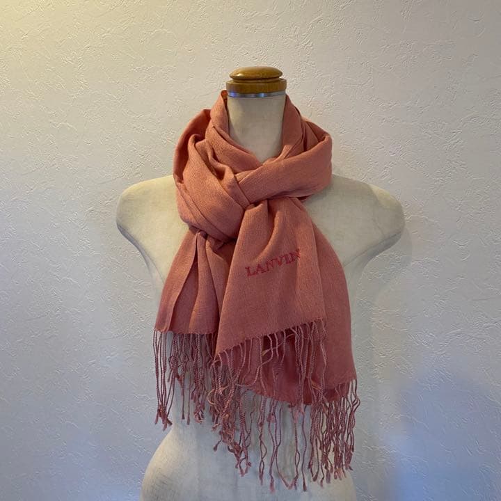 LANVIN ランバン シルクカシミヤ 刺繍入り 大判ストール マフラー