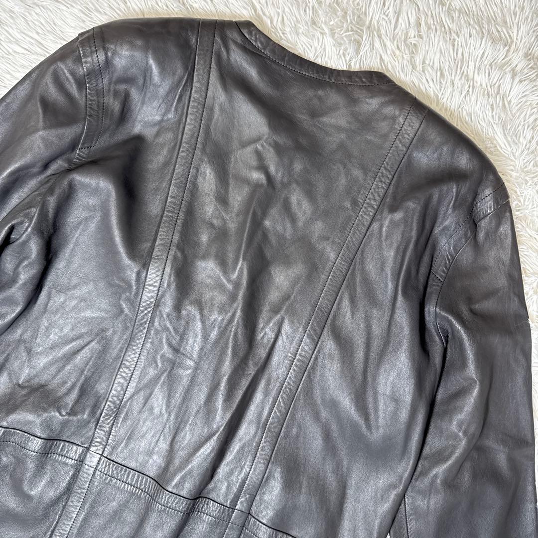 希少 ジバンシー レザーコート ノーカラー 羊革 シープレザー 本革