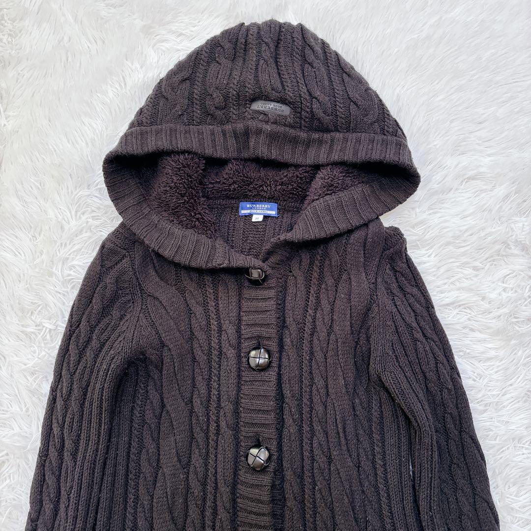 バーバリーブルーレーベル ケーブルニット カーディガン くるみボタン