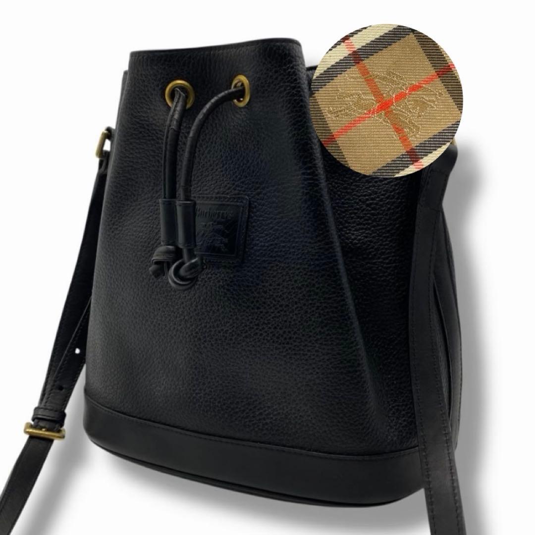 希少 バーバリー 巾着 ショルダー バッグ ノバチェック ホース Vintage BURBERRY（バーバリー） ノバチェック ショルダーバッグ ベージュ