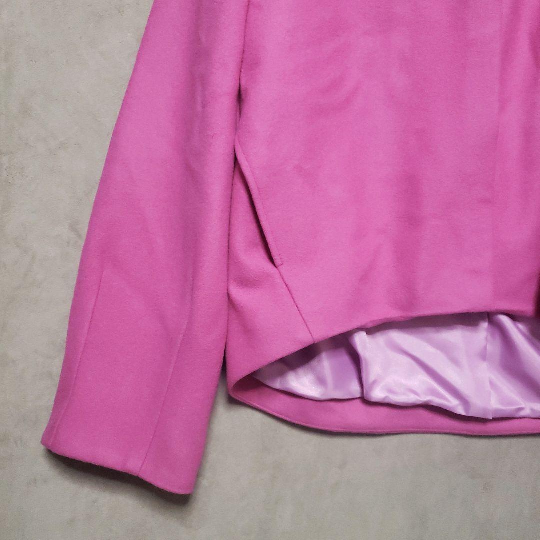 ローブbluefronceウールノーカラーコート ピンク新品タグ付きイタリア生地