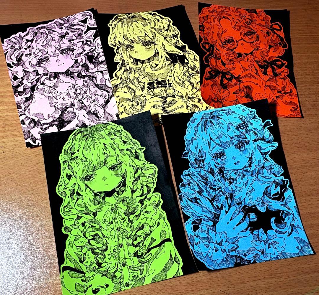 オリジナル 手描きアナログイラスト 画用紙 手描き イラスト 色紙 オリジナル アナログイラスト - メルカリ