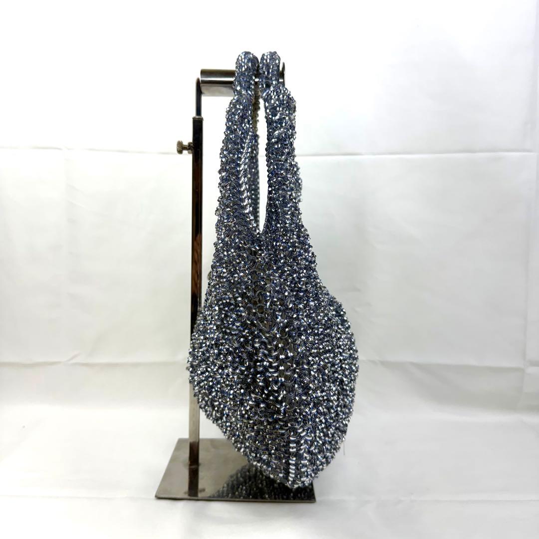 美品】アンテプリマ ヴォルーメ ワイヤーバッグ チャーム付き ブルー