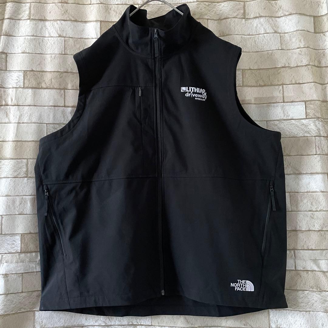 ノースフェイス ソフトシェル ベスト 刺繍 トリコット起毛 ブラック