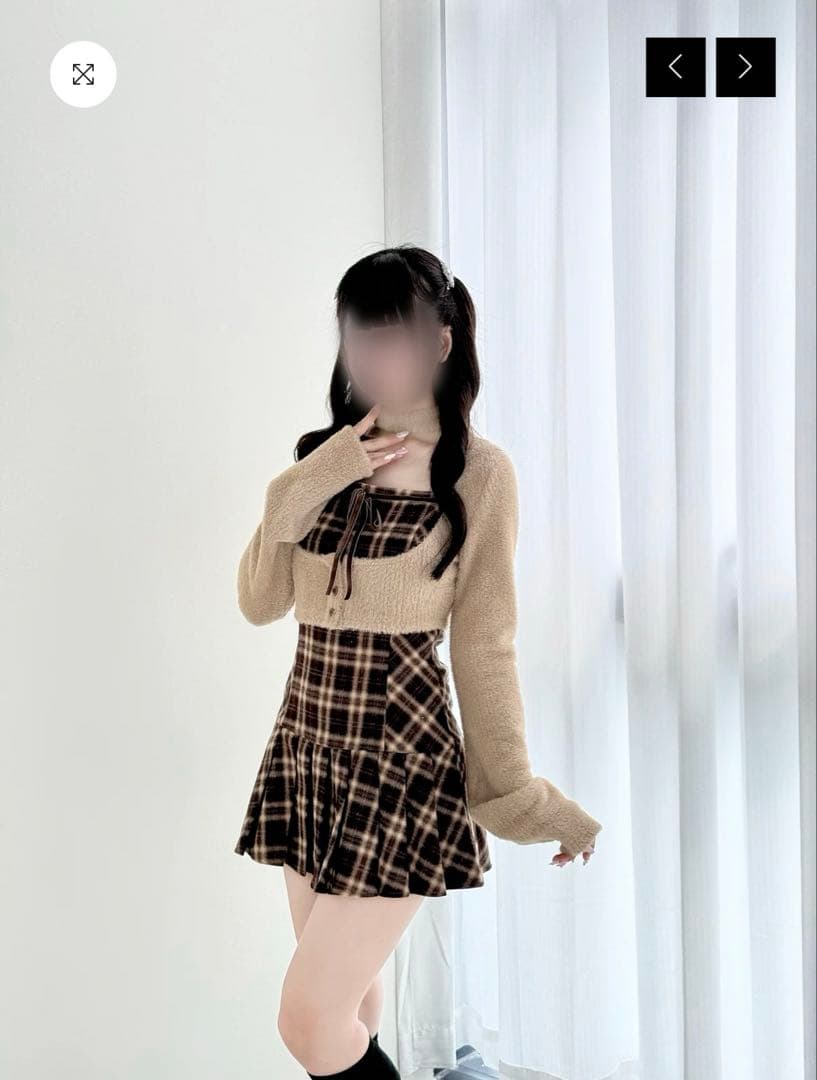 BunnyLisファーボレロ×チェックミニワンピセット ブラウン - メルカリ