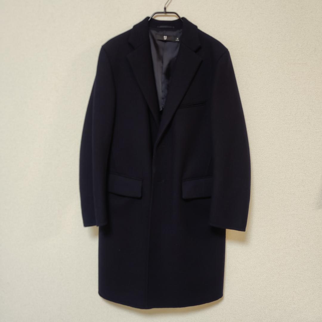 UNIQLO +J ウールブレンドチェスターコート ネイビー M ジルサンダー
