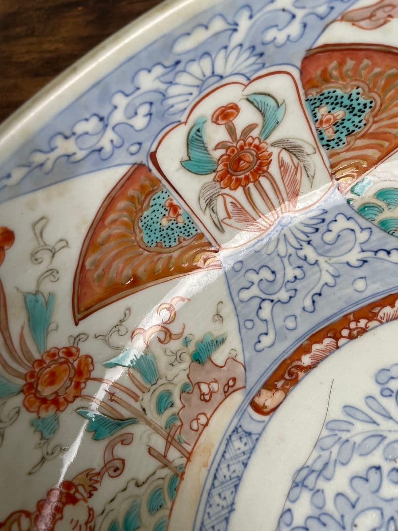 ③古伊万里 赤絵30.6cm鉢 大鉢/中鉢/アンティーク/ 菓子鉢/骨董品