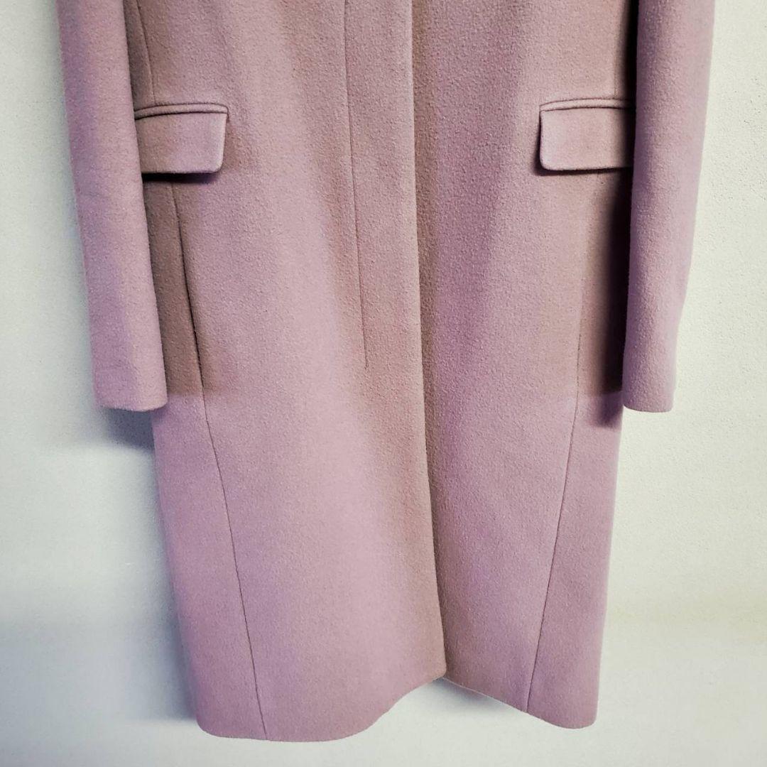 スローブイエナ ロングコート ノーカラー ウール100% ピンク 羽織 V
