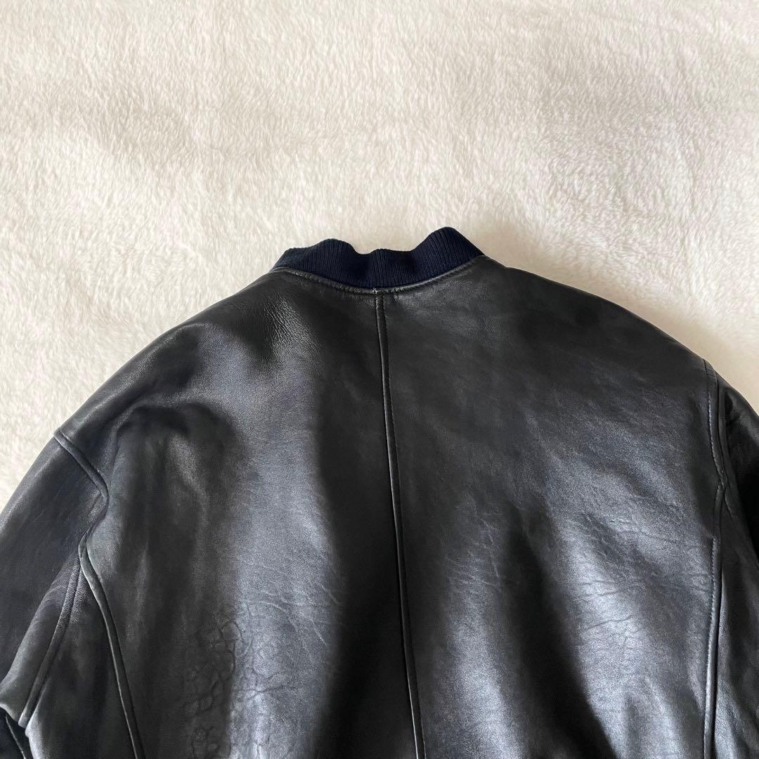 3L相当】BARISAL 羊革 裏地総柄 A-2 フライトジャケット - メルカリ