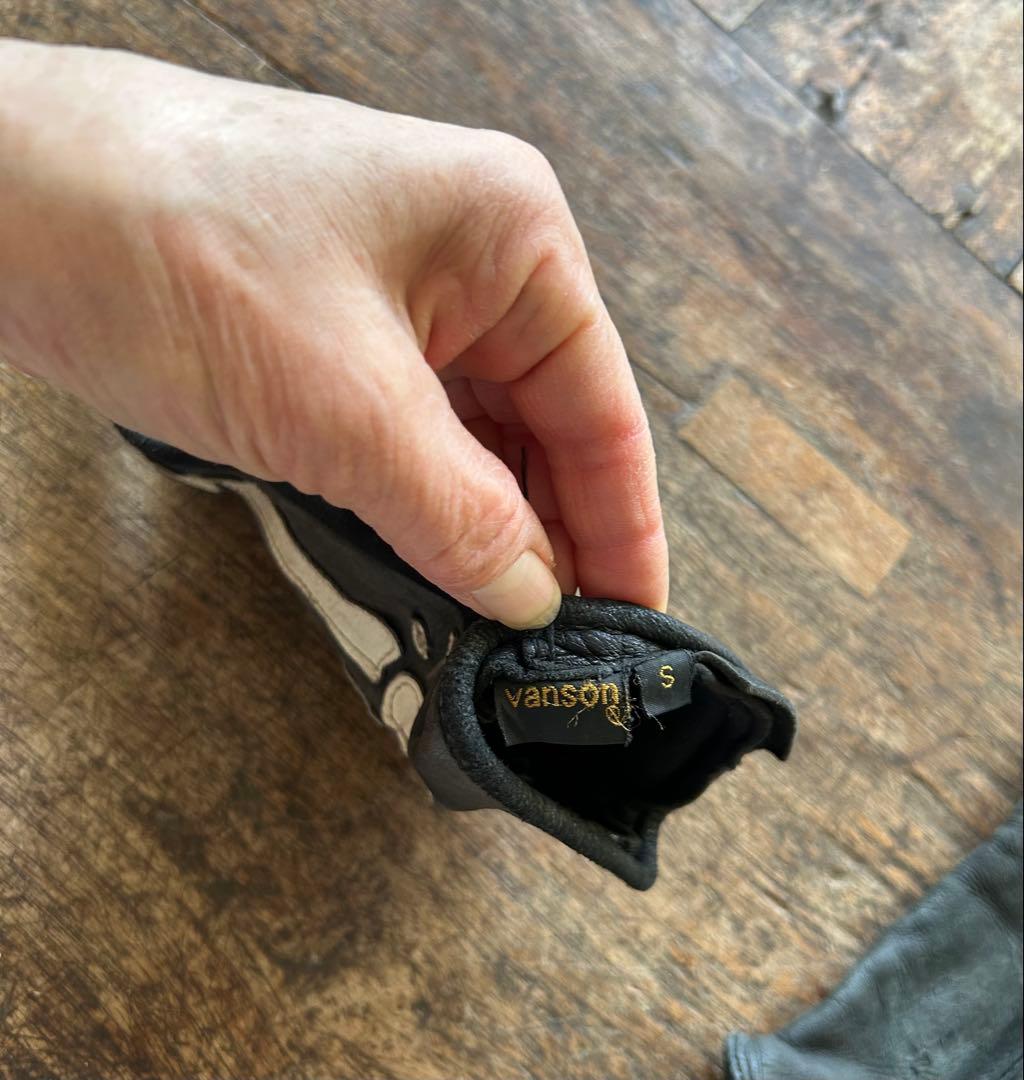 vanson スケルトンデザイン レザーグローブ S