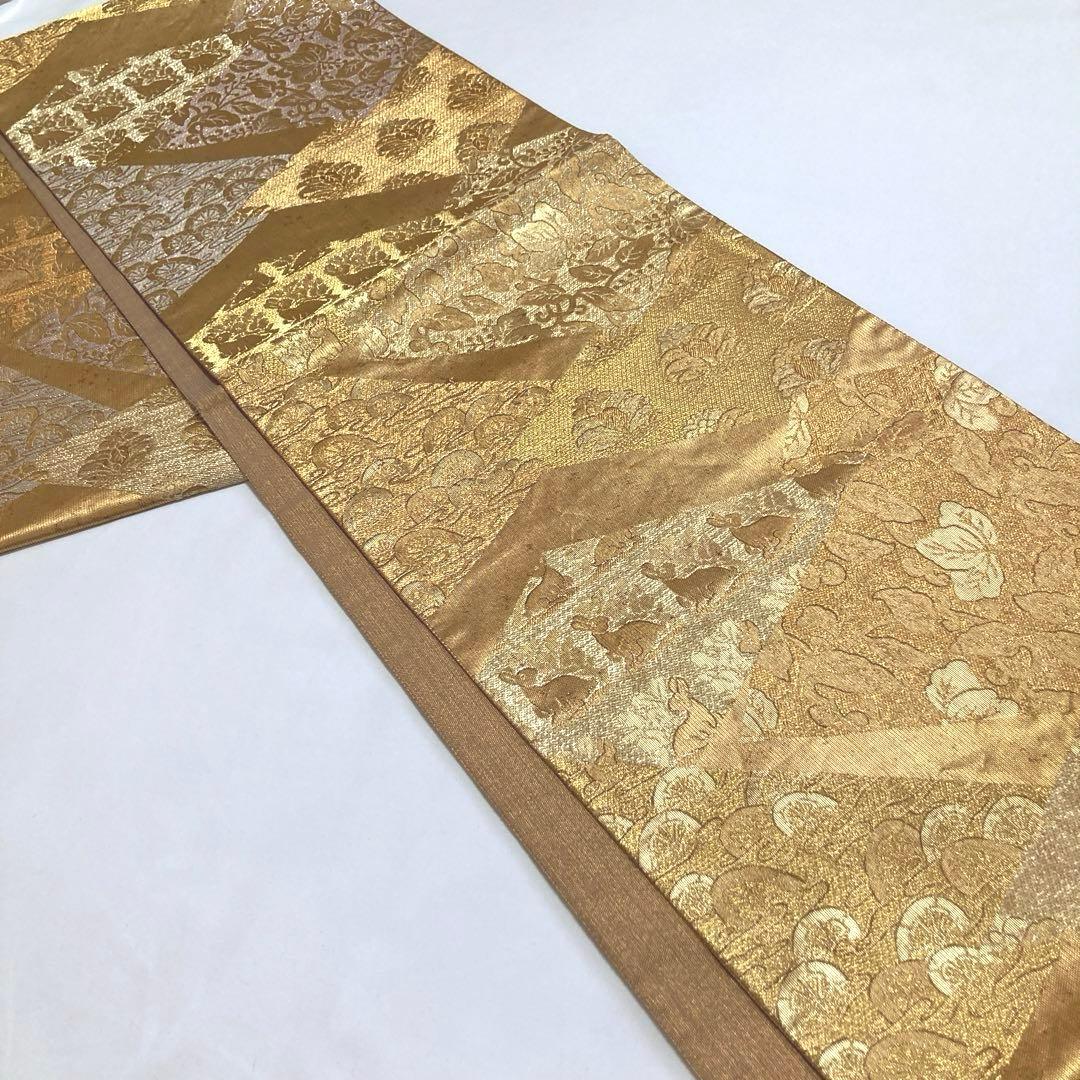 マリリン様専用 袋帯【洛風林】工芸帯地 正絹 色紙花兎文 全通柄 金糸