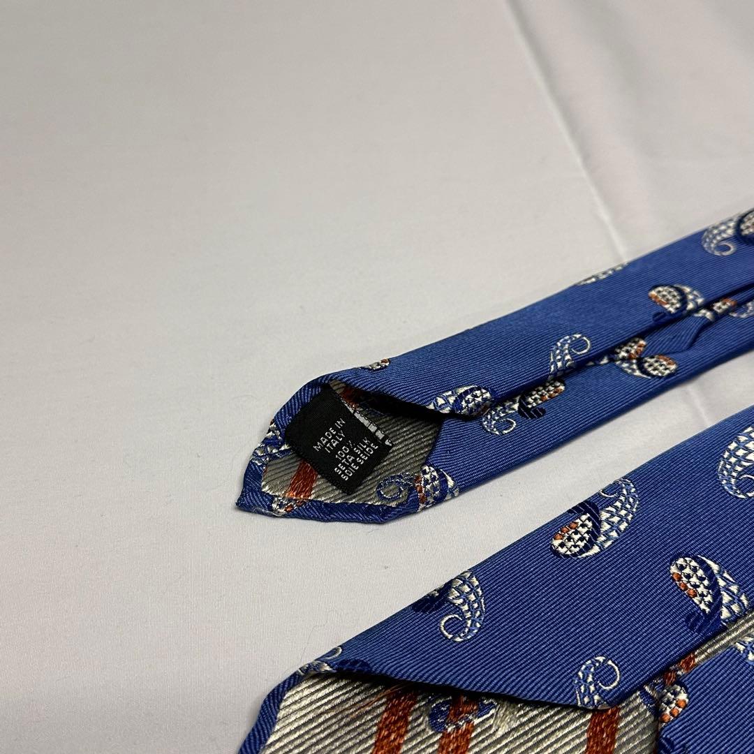 アットバンヌッチ☆ネクタイ☆ブルー☆ペイズリー柄☆セッテピエゲ