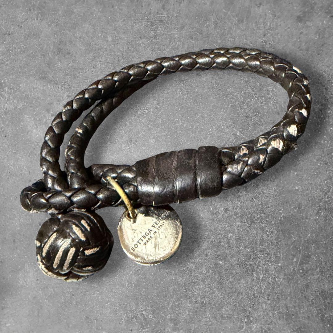 BOTTEGA VENETA 2連 レザーブレスレットブラック イントレチャート