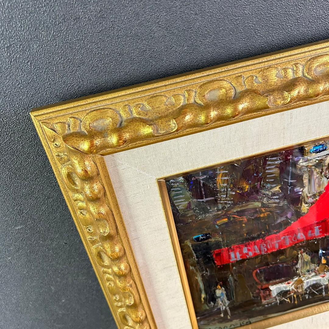 最終値下げ】美品 定岡宏「赤いカフェテラス」油絵 油彩 直筆サイン