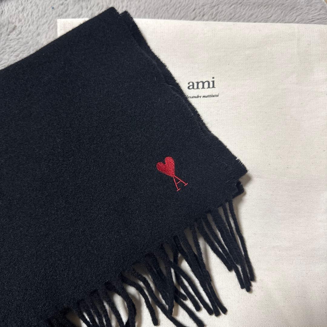 ami paris アミパリス マフラー/レディースウール ハートロゴ刺繍