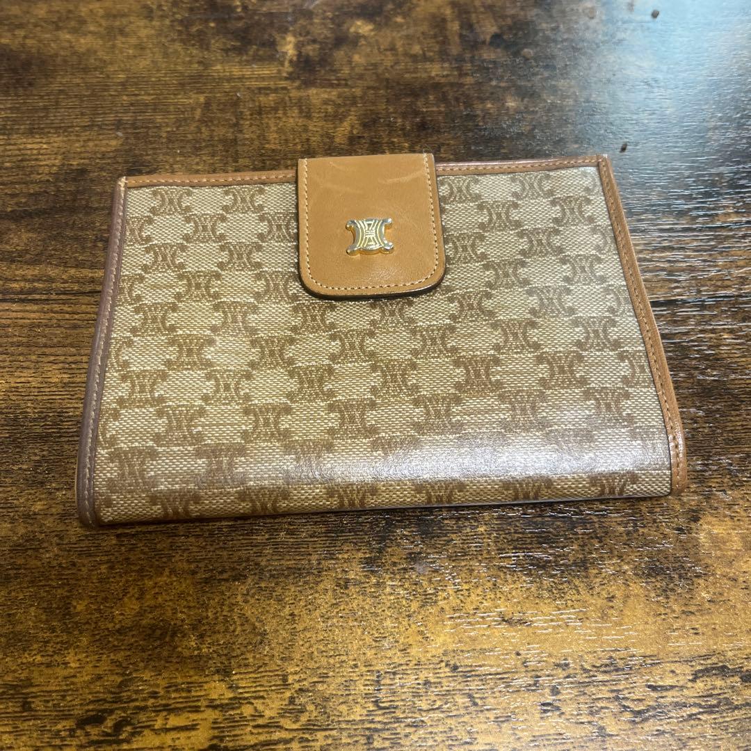 CELINE セリーヌ マカダム柄 がま口 二つ折り財布 ブラウン