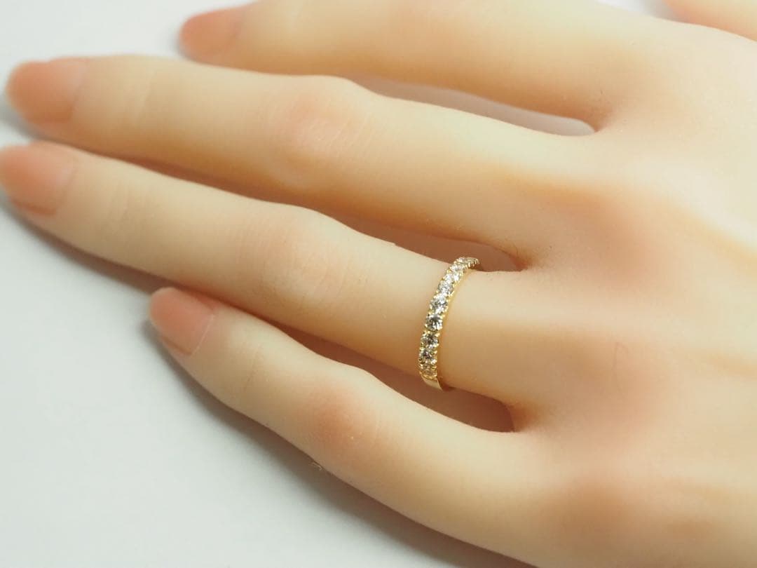綺麗な✨0.50ct K18YG 天然ダイヤモンド ハーフエタニティリング