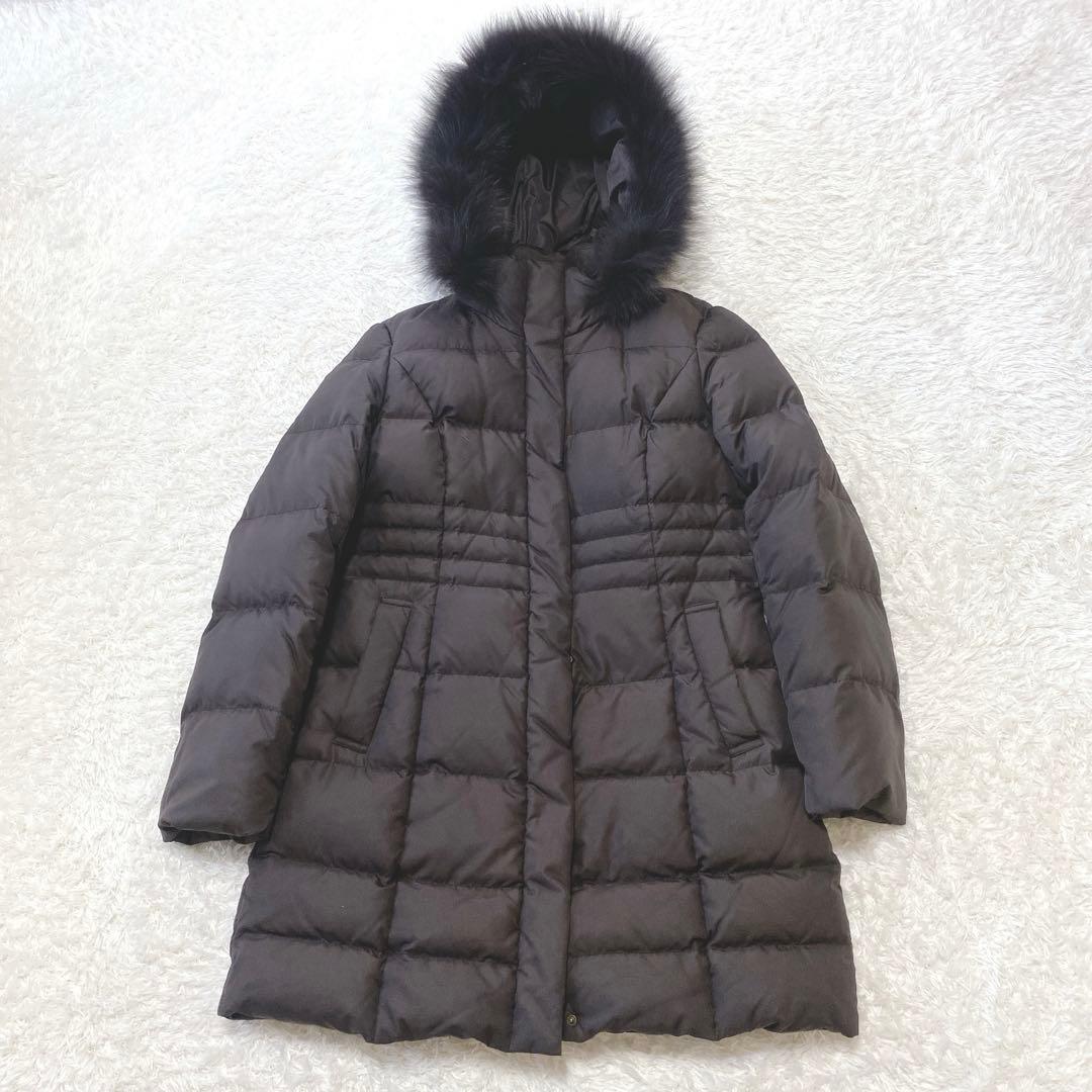 anySiS エニスィス ファー付ロングコート ダウン90％ ブラウン系 M