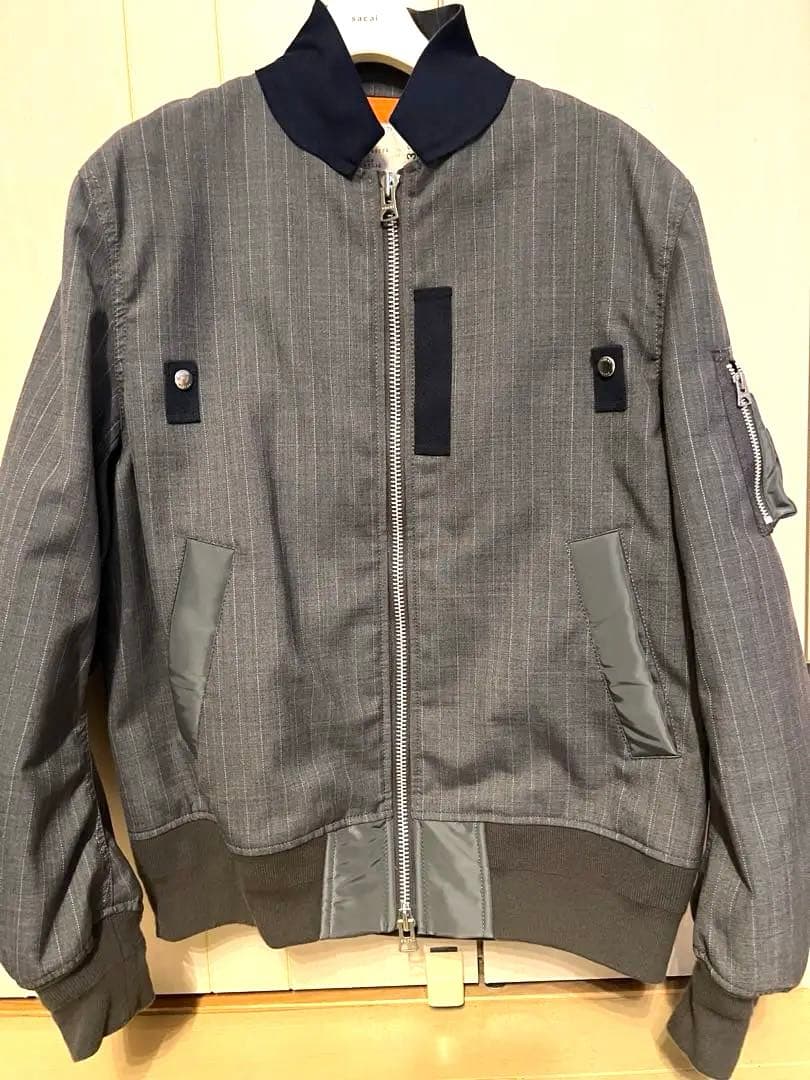 週末限定値下げ！sacai 24-03339M ストライプブルゾン サイズ2 - メルカリ