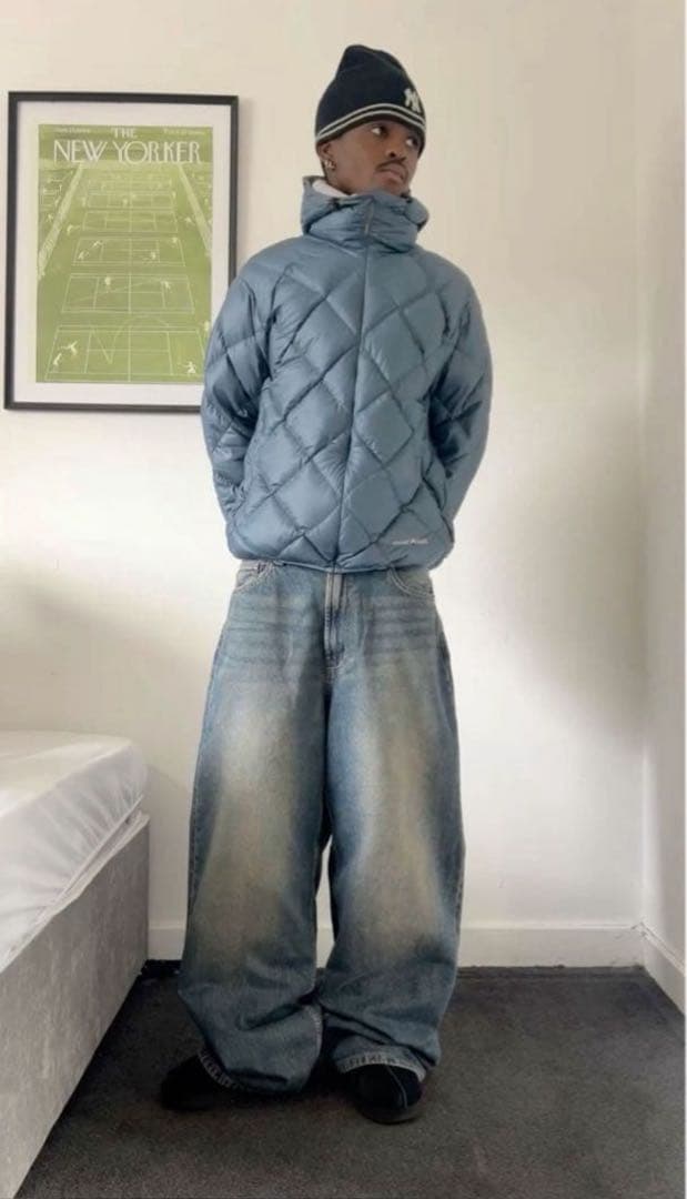 mont-bell ダウンジャケット キルティング リバーシブル 青/黄色