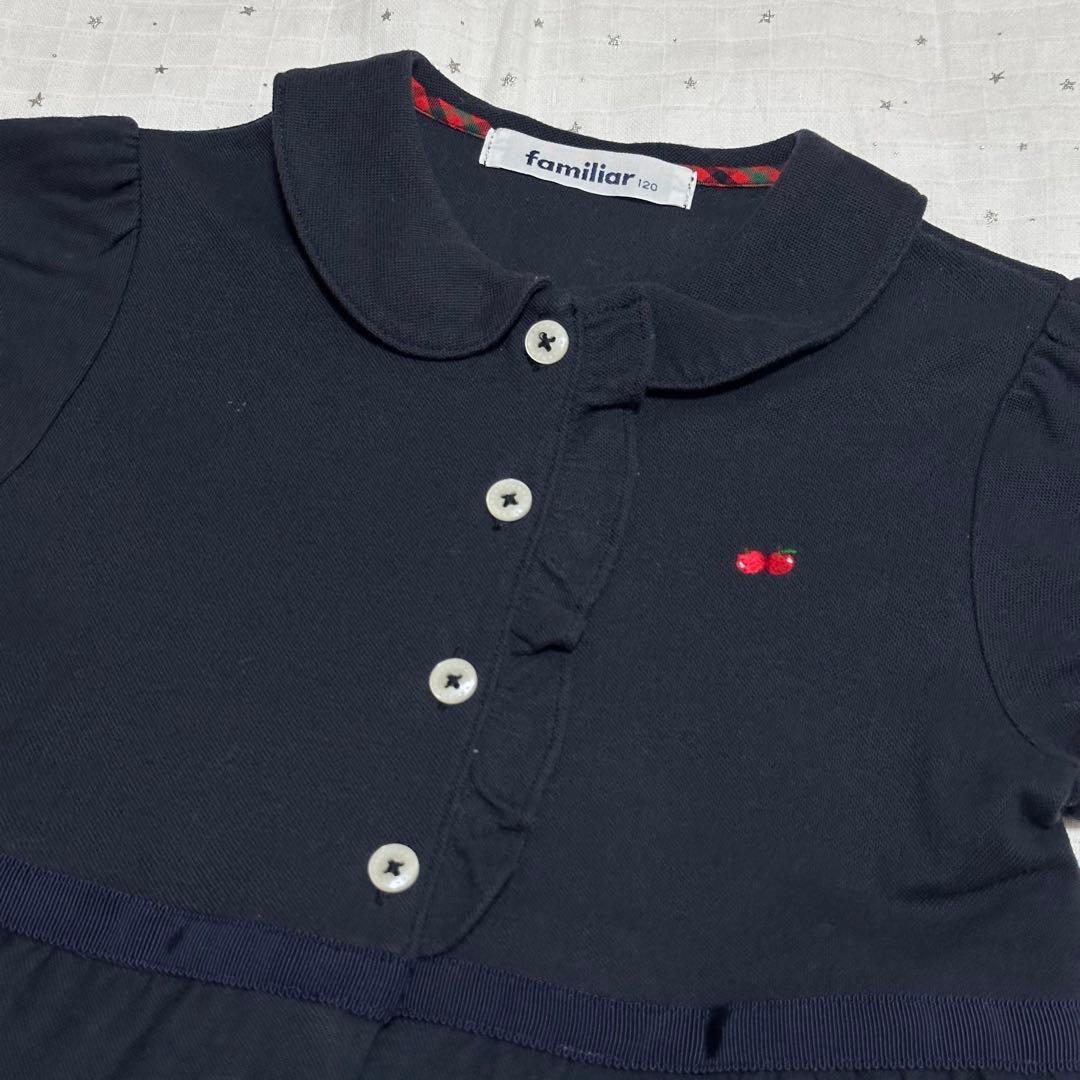 ファミリア familiar 半袖 ワンピース ネイビー 120 - メルカリ