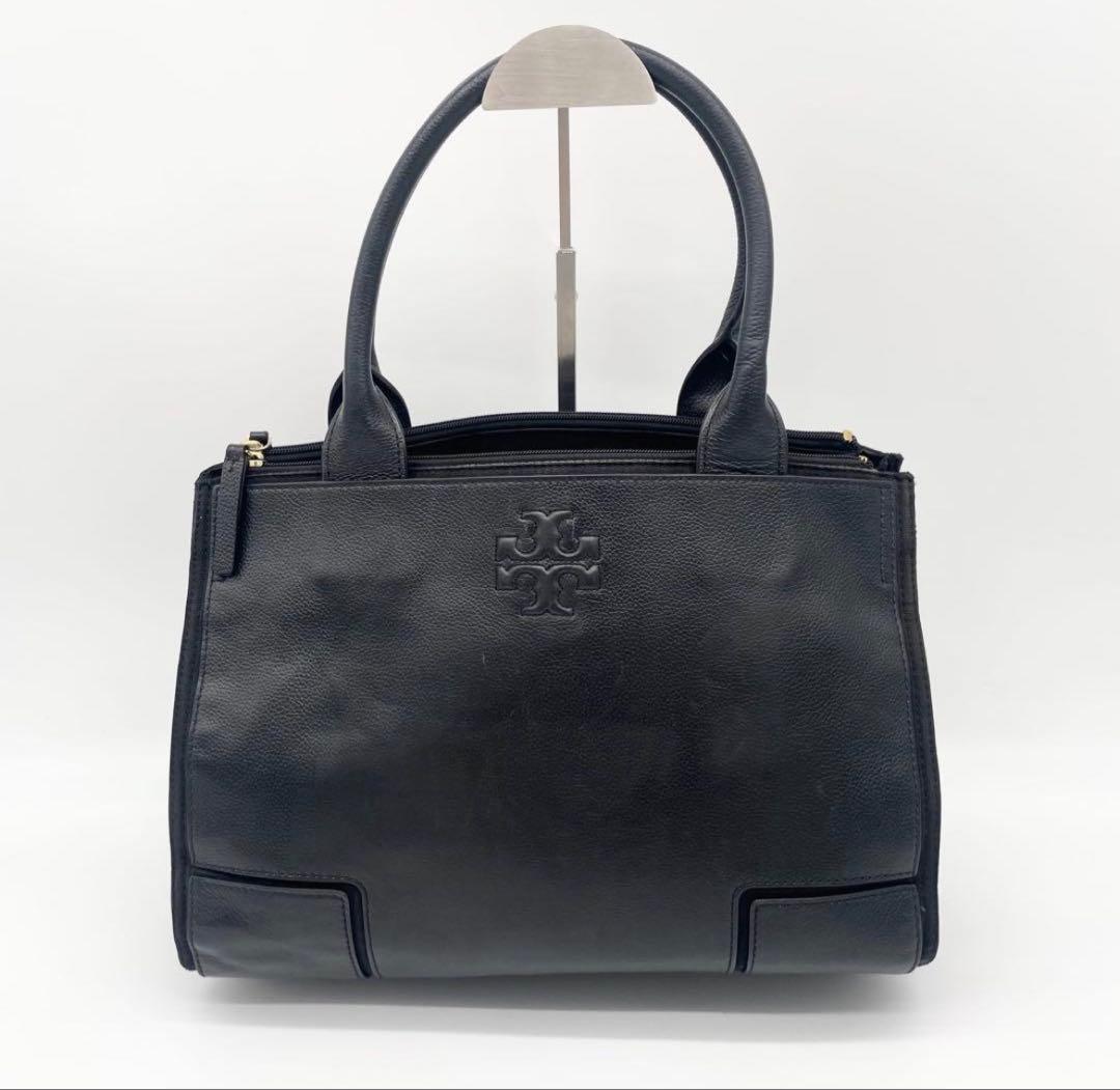 美品】トリーバーチ レザー トートバッグ エラ エンボス ブラック A4可