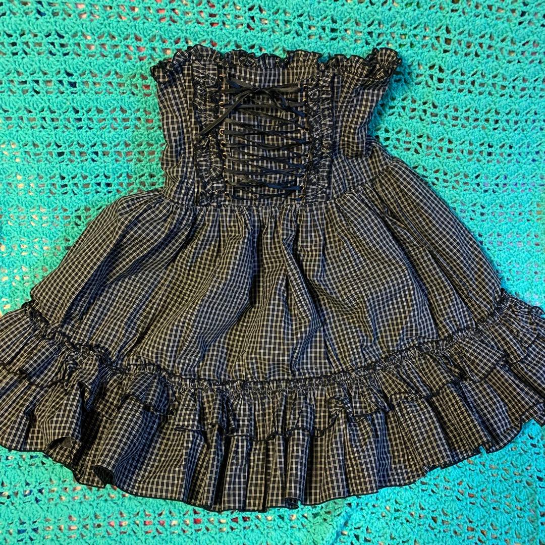 アトリエピエロ　スカート　チェック柄　編みコルセット ATELIER-PIERROT】Mini Corset Skirt/TSK2018 | KI