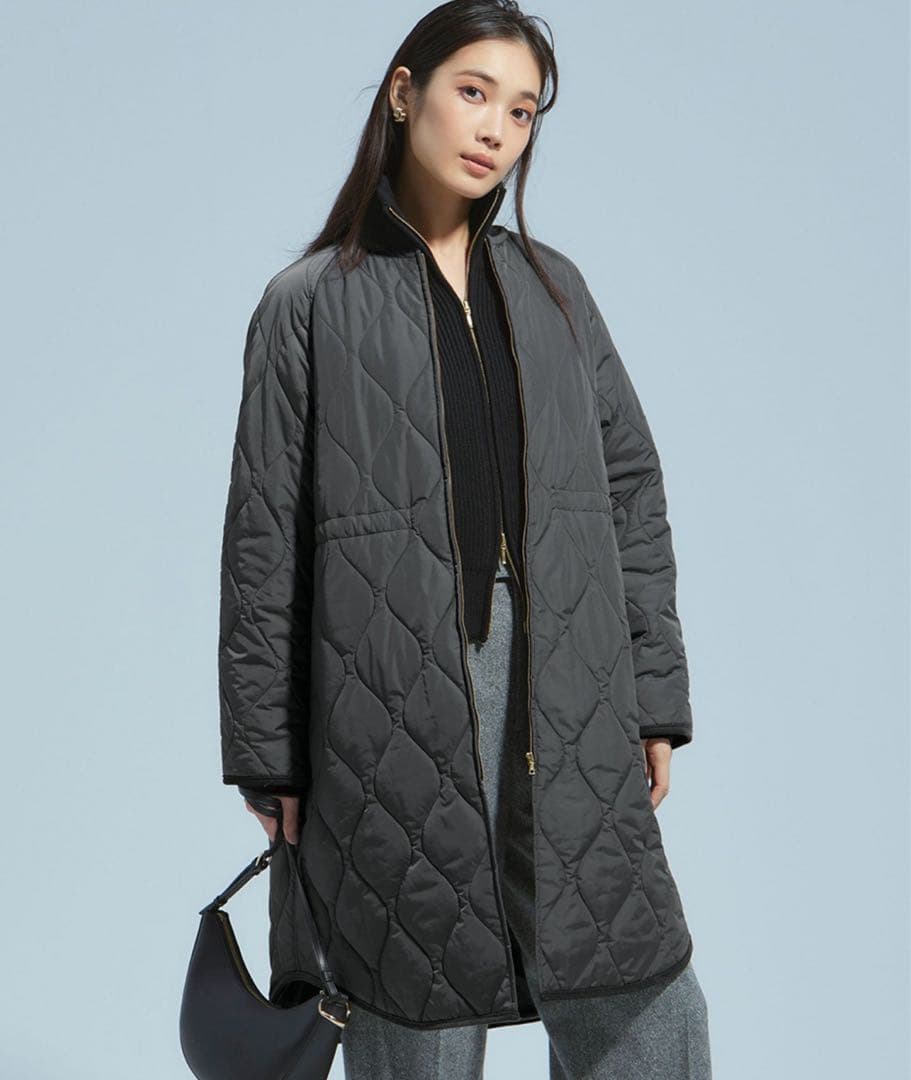 23区 大きいサイズ 洗える 撥水加工 中綿 ロングパディングアウター コート 23区(ニジュウサンク)の【洗える/撥水加工】中綿 ロング パディング