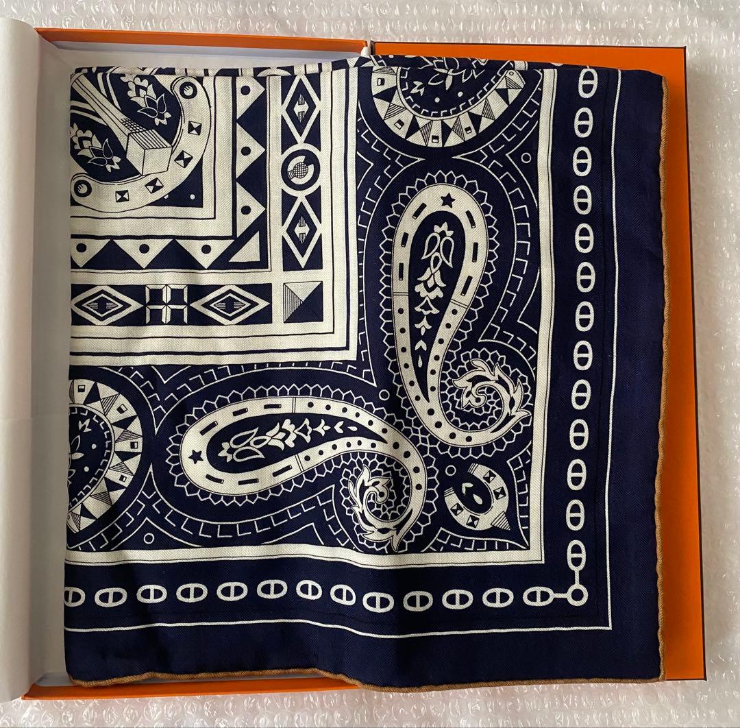 エルメス カシシル カレジェアン シュヴァルドゥクール バンダナ 紺