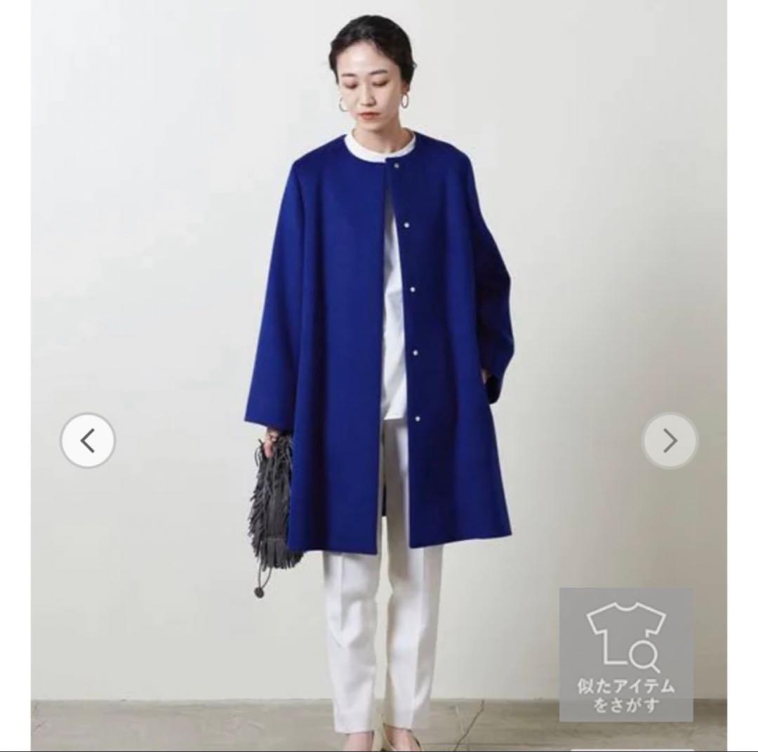 UNITED ARROWS ノーカラーベルスリーブコート ロイヤルブルー - メルカリ