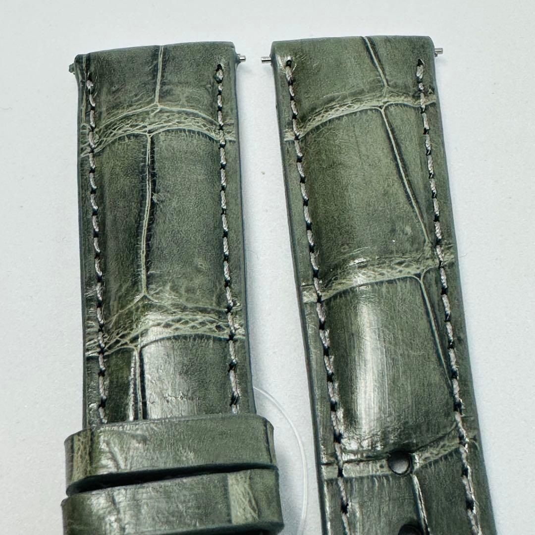 6052#20mm-16mmダークアッシュ☆本物クロコダイルベルト☆スイス製