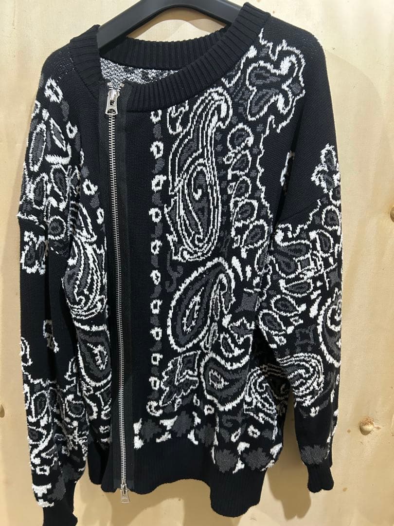 sacai ペイズリー柄 ジップアップニット - メルカリ