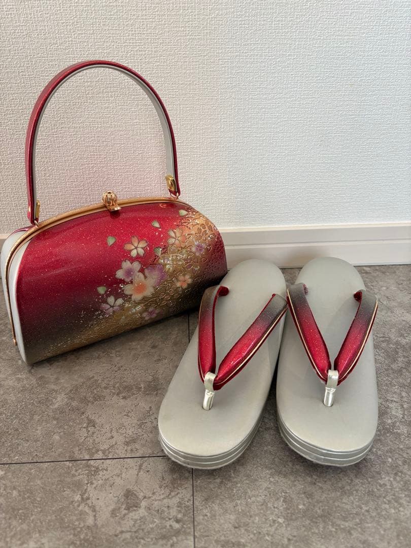 成人式に⭐︎和装用バッグと厚底草履セット 草履バッグセット 成人式 結婚式 フォーマル 厚底草履 あしなが効果