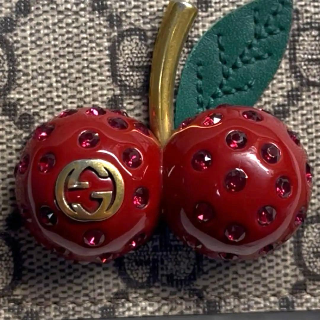 ✨美品✨ GUCCI グッチ 二つ折り財布 チェリー GG柄 ストーン抜けナシ