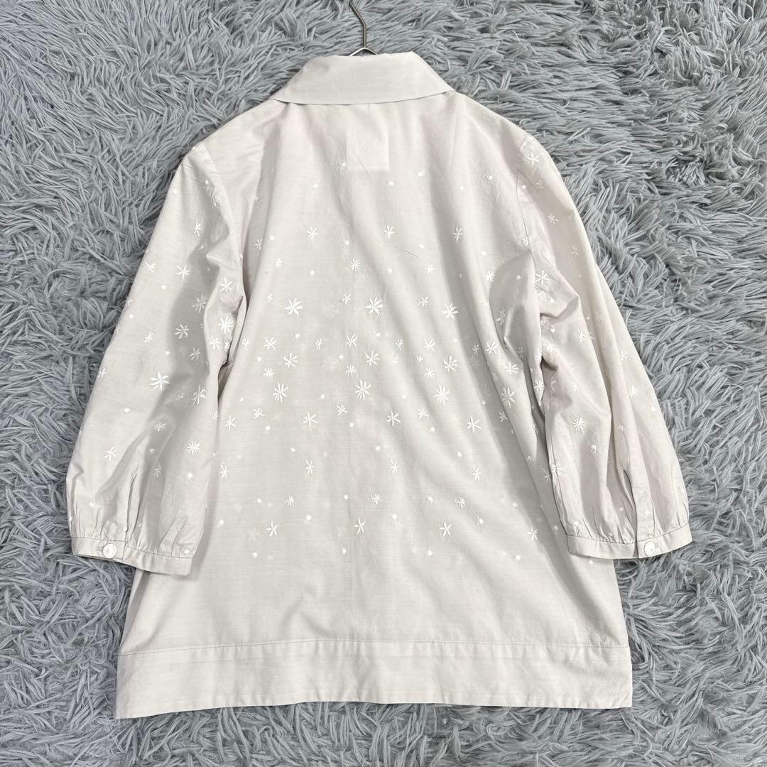 ミナペルホネン hoshi*hana 長袖シャツ 花柄刺繍 コットン 丸襟 38