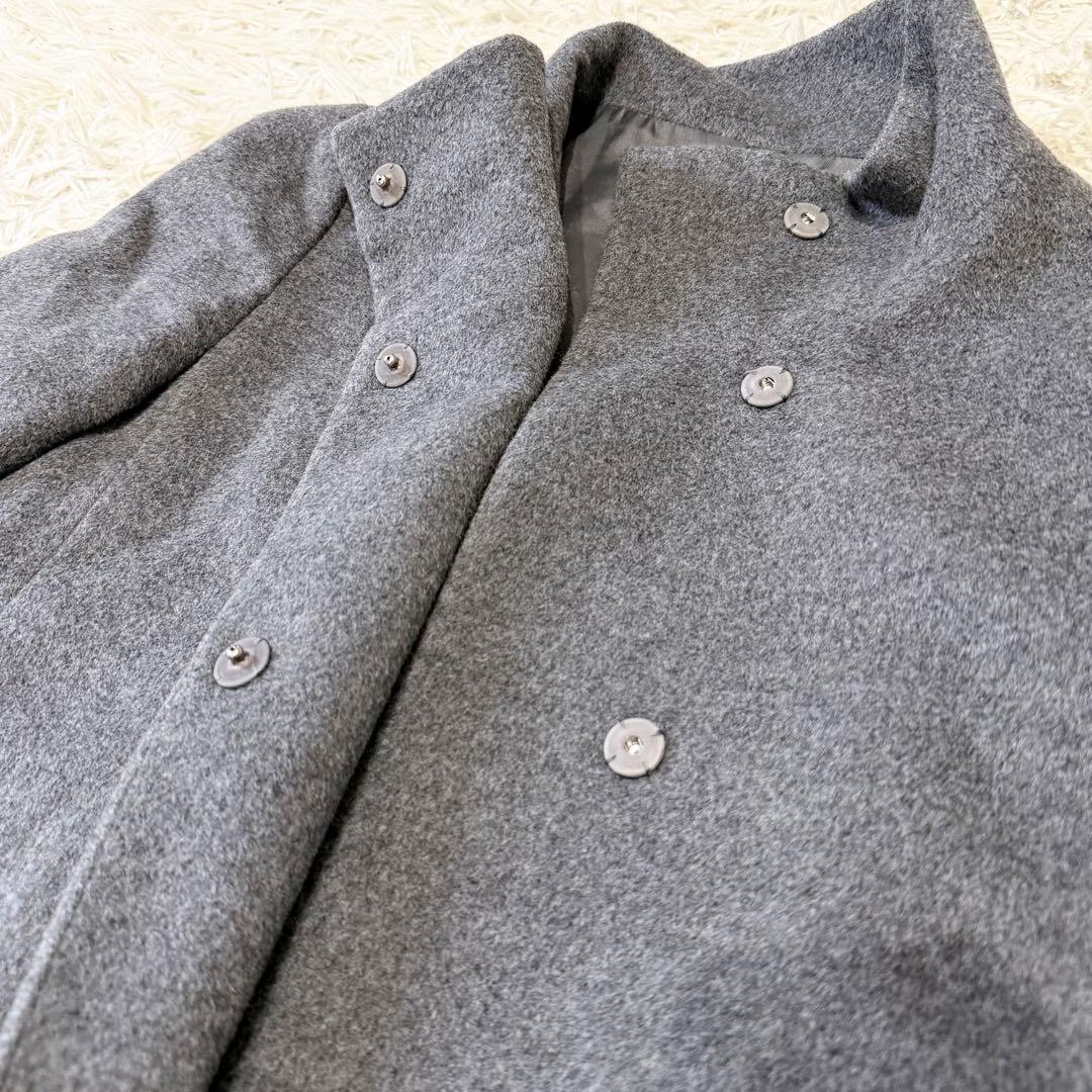 アナイ ANAYI ウールコート ショート グレー アンゴラビーバー S