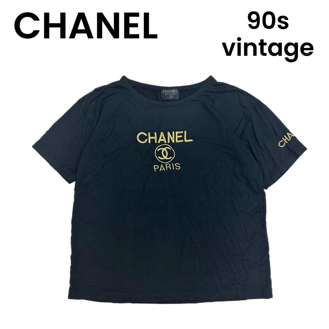 正人様】シャネル ロゴTシャツ 刺繍Tシャツ 黒 - メルカリ