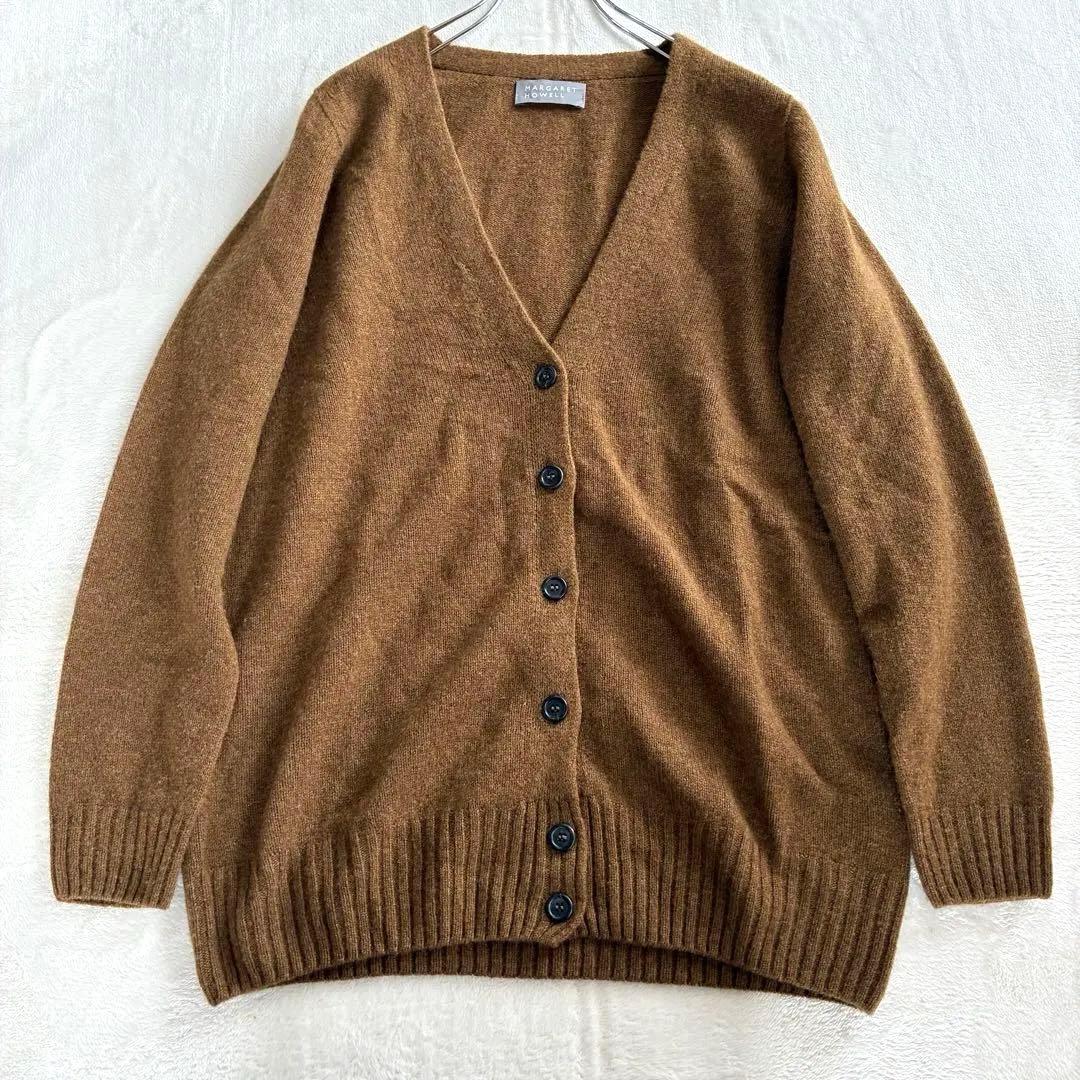 マーガレットハウエル メリノ カシミヤ カーディガン 23AW ブラウン MARGARET HOWELL マーガレットハウエル メリノカシミヤ アーガイル柄