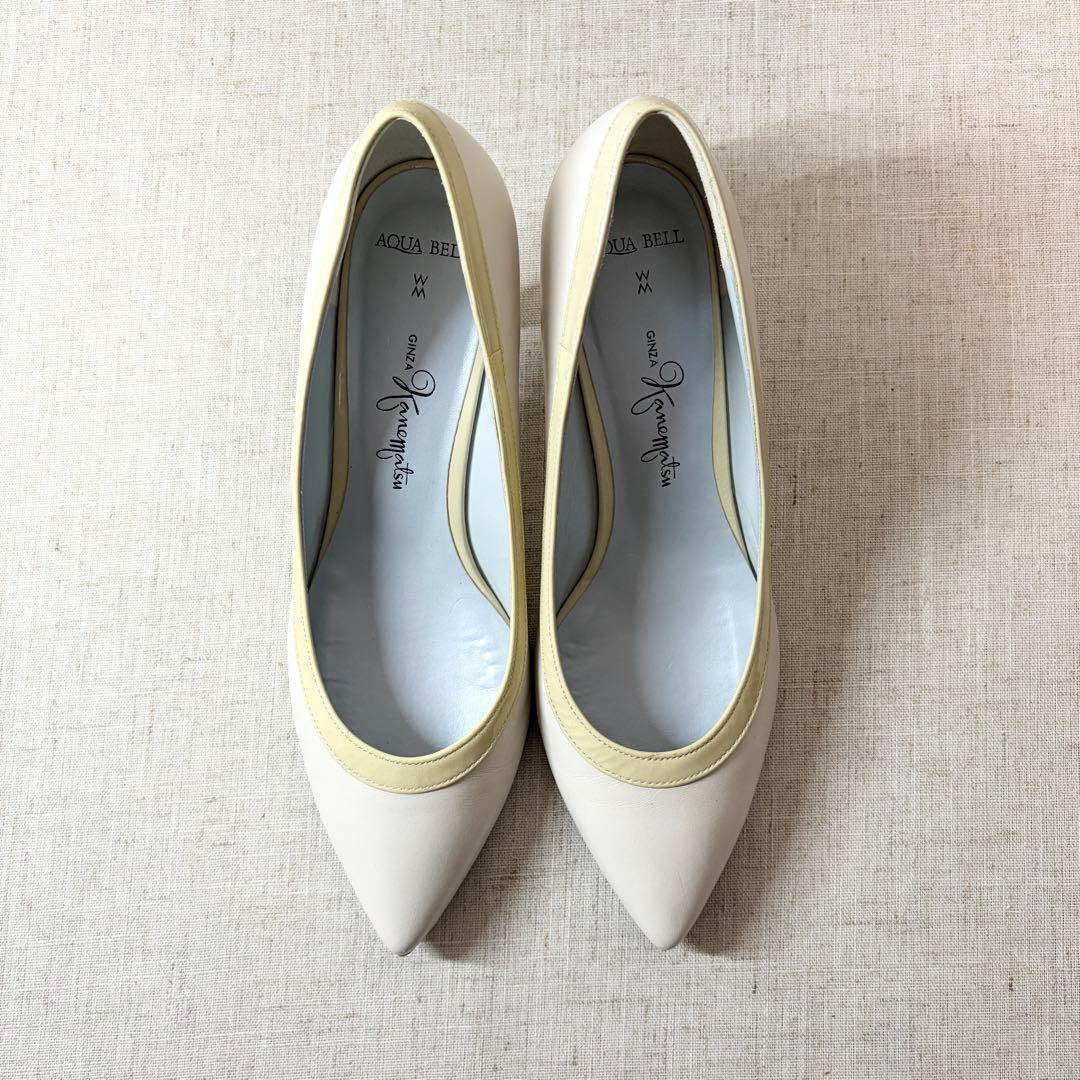 未使用級☆銀座かねまつ パンプス ポインテッドトゥ 晴雨兼用 23.5cm