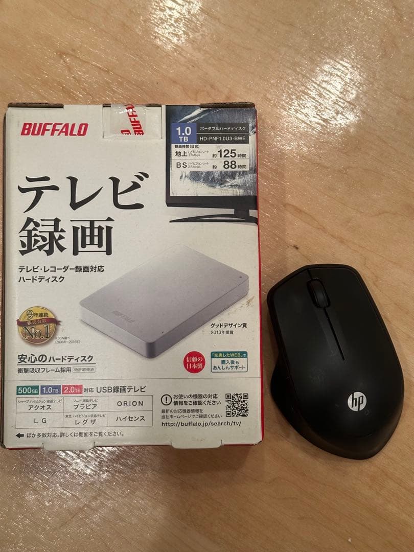 BUFFALO 1.0TB 外付けハードディスク HD-PNF1.0U3-BWE